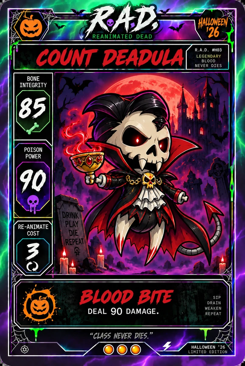 Count Deadula Halloween game card
